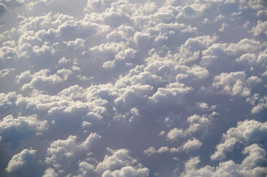 Clouds from above view from airplane many