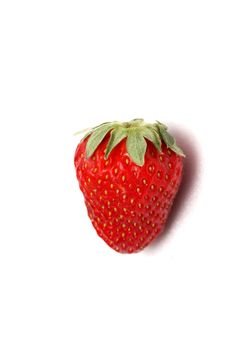 A single strawberry on a white background