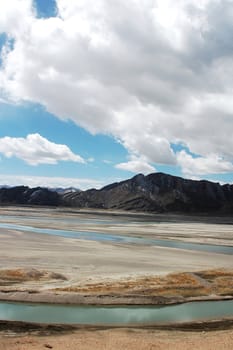 Landscape of mountains and river