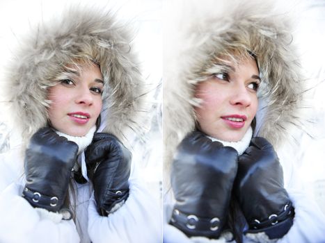 young girl in warm clothes ? close-up