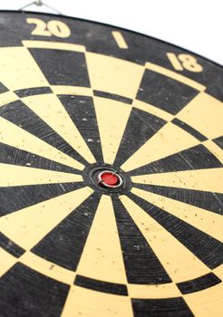 Detail of a heavily used darts board