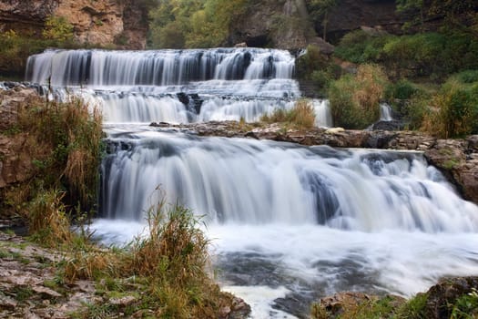 Beautiful Willow River State Park Waterfall in Wisconsin.