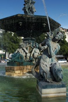 Statues of  Rossio square at Lisbon, Portugal