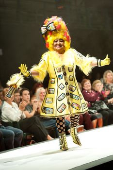 CANARY ISLANDS - 28 OCTOBER: Model on the catwalk wearing carnival costume from designer Mari Patron Dominquez during Carnival Fashion Week October 28, 2011 in Canary Islands, Spain