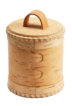 Birch bark box over white background