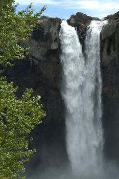 Water going over the falls at a national forest.