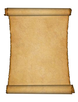 Twisted parchment. Detailed old page papers. It is isolated on a white background