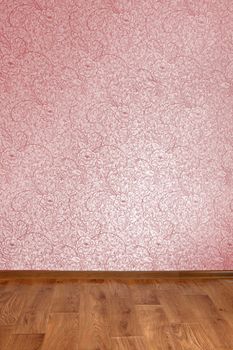 Floor and wall in a room. Decorative flower drawing of high detailed