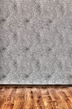 Floor and wall in a room. Decorative flower drawing of high detailed
