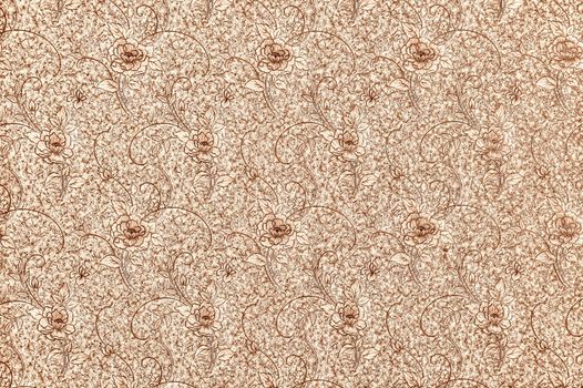 Wall-paper on a wall. Decorative flower drawing of high detailed