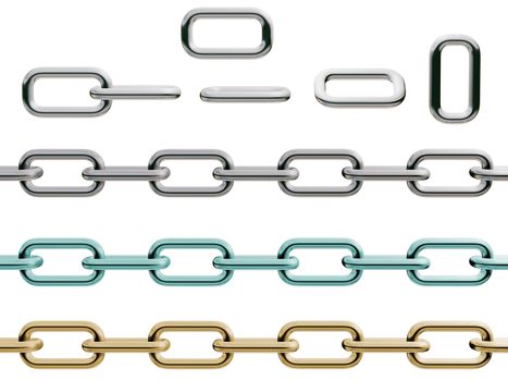 Set detailed chain. Isolated on white background