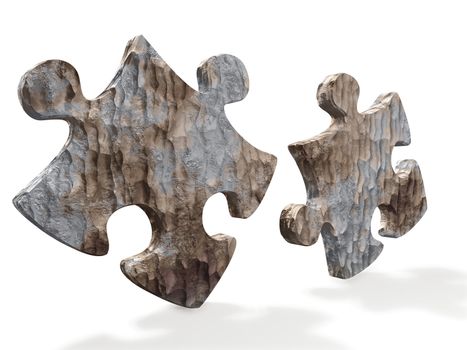 Puzzles from a stone. It is isolated on a white background