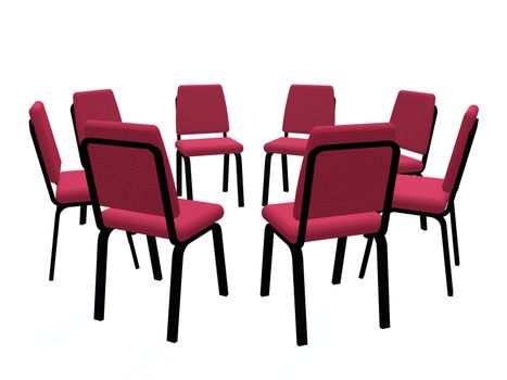 Armchairs placed on a circle. It is isolated on a white background