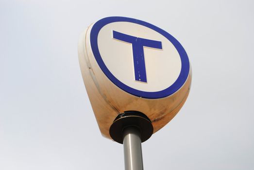 Sign of the rapid transit service in Oslo, Norway.