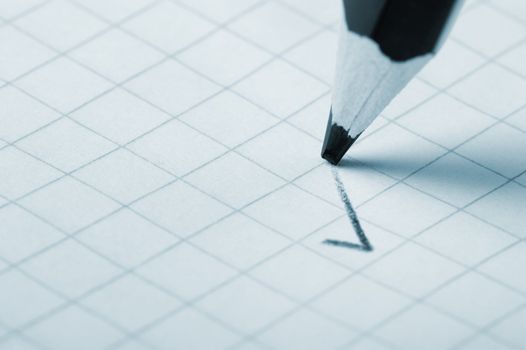 pencil writing a mark. Abstract concept