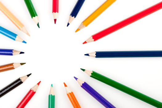 Circle from color pencils. It is isolated on a white background
