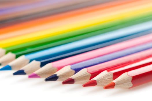 Set of color pencils. It is isolated on a white background