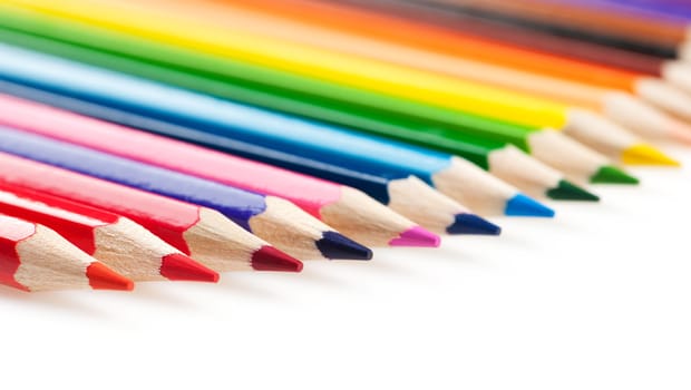 Set of color pencils. It is isolated on a white background