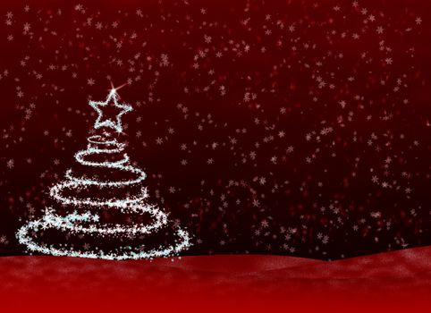 Christmas tree from snowflakes. The effect of a blizzard which draws a fur-tree