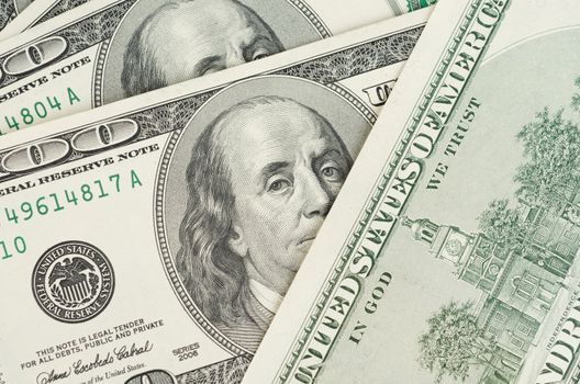 Close up view of pack dollar banknotes