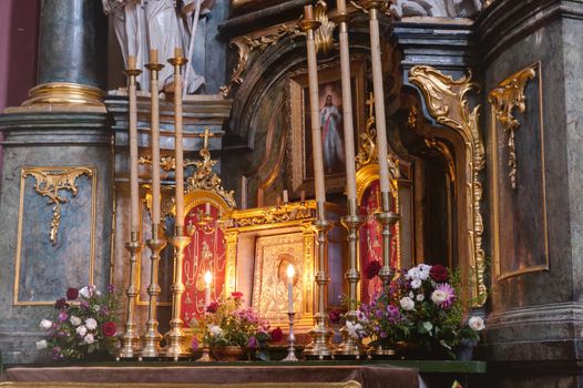 Interior of ancient church. It is constructed 1600-1700. The city of Lvov, Ukraine