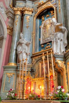 Interior of ancient church. It is constructed 1600-1700. The city of Lvov, Ukraine