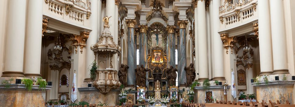 Interior of ancient church. It is constructed 1600-1700. The city of Lvov, Ukraine