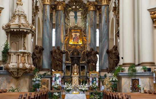 Interior of ancient church. It is constructed 1600-1700. The city of Lvov, Ukraine