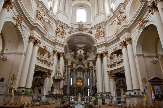 Interior of ancient church. It is constructed 1600-1700. The city of Lvov, Ukraine