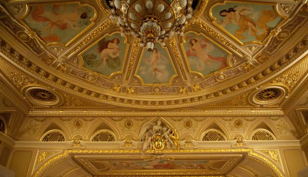 Ceiling of opera theatre of city of Lvov. Magnificent an interior