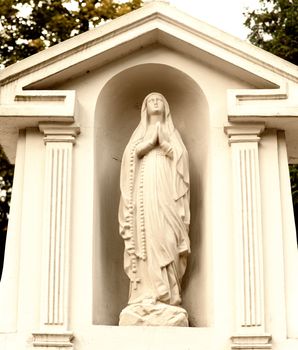 Monument Lady of Guadalupe on a cemetery. Since its creation in 1787 Lychakiv Cemetery Lvov, Ukraine