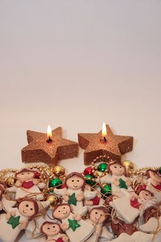 a selection of christmas decorations with candles