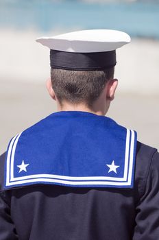 Rear view of a sailor