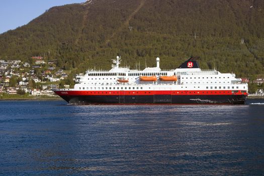 The hurtigruten ship in Tromso, Norway.