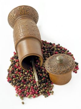 multicolor pepper and pepper-mill for grinding