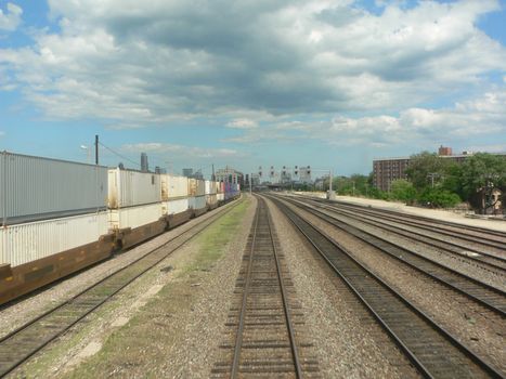 Train yard near Chicago Illinois, USA.