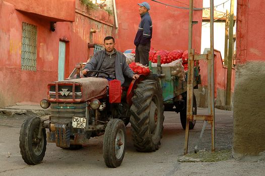 greengrocer selling vegetables in the street of ankara