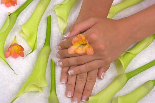 Spa treatment with lilies