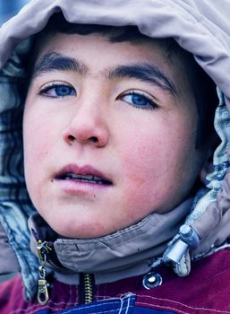 portrait of turkish child in Ankara street