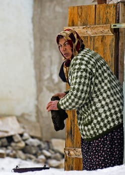 Turkish woman in traditional village in east turkey  