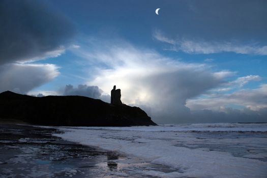 ballybunion castle ireland after a winters storm