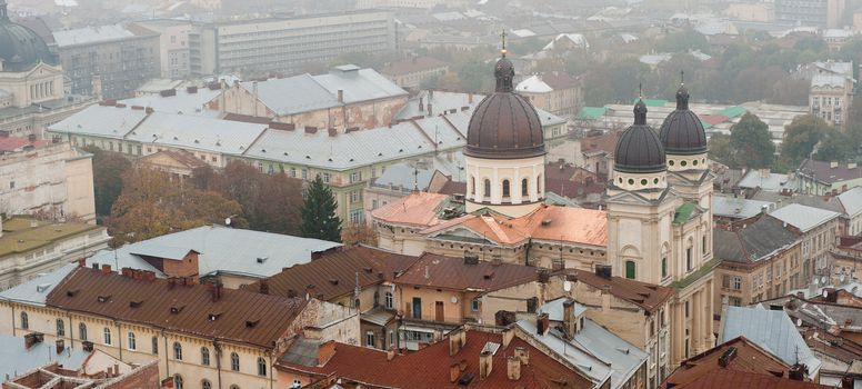 City - the top view. The city of Lvov the country Ukraine