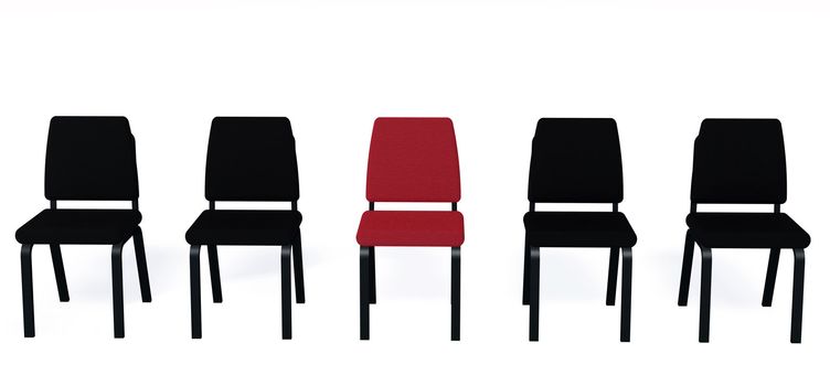 Chairs it is isolated on a white background. One red. 3D