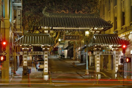 Chinatown Gate in San Francisco California at Night