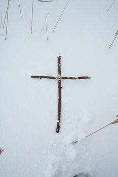 Cross in winterscene