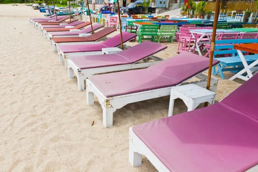 Chairs on the beach near the sea views.