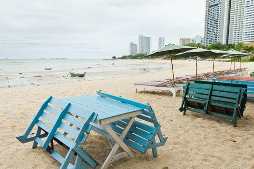 Chairs on the beach near the sea views.