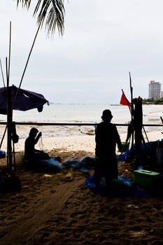 Fishermen and fishing gear used in fishing.