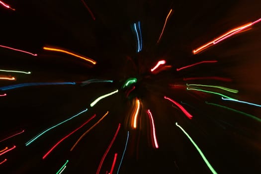 Abstract Christmas light blurred by motion