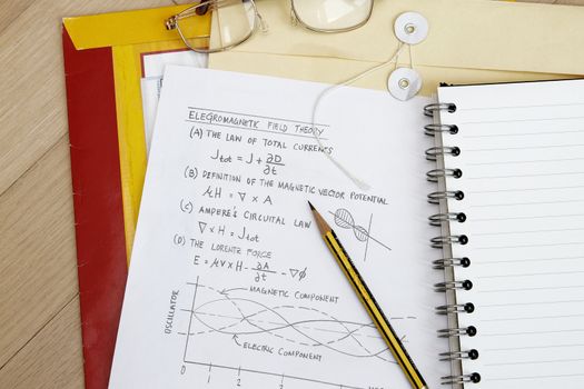 Electro magnetic field theory with sketch and equation.